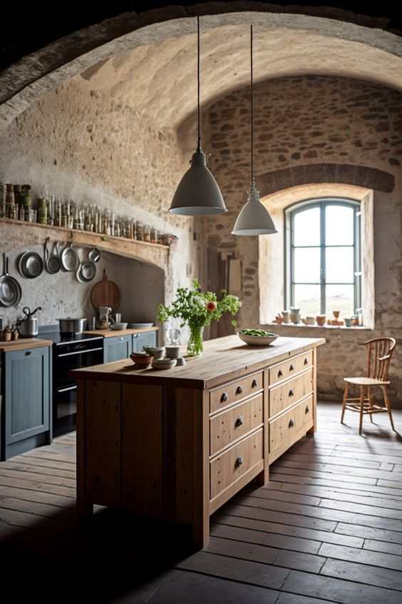 Rustic mountain kitchens