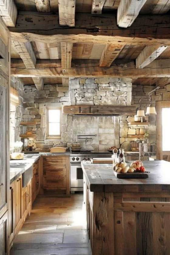 Rustic kitchens with islands